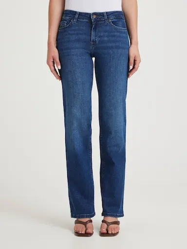 ONLY Blush Mid Straight Jean In Dark Denim