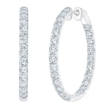 Round Brilliant 2.00 ctw VS2 Clarity, G Color Diamond 14kt Gold Hoop Earrings
