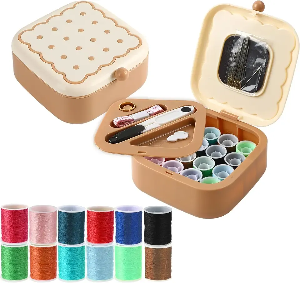 WeUNkey Magnetic Sewing Kit, Portable Travel Small Sewing Box with Needle and Thread Kit, Double-Layer Organizer 16 Spools, Sewing Supplies for Adults Beginners, DIY Crafting Emergency Home Repair