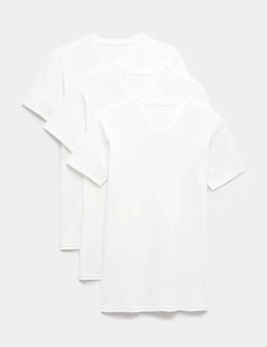 3 Pack Pure Cotton V-Neck T-Shirt Vests