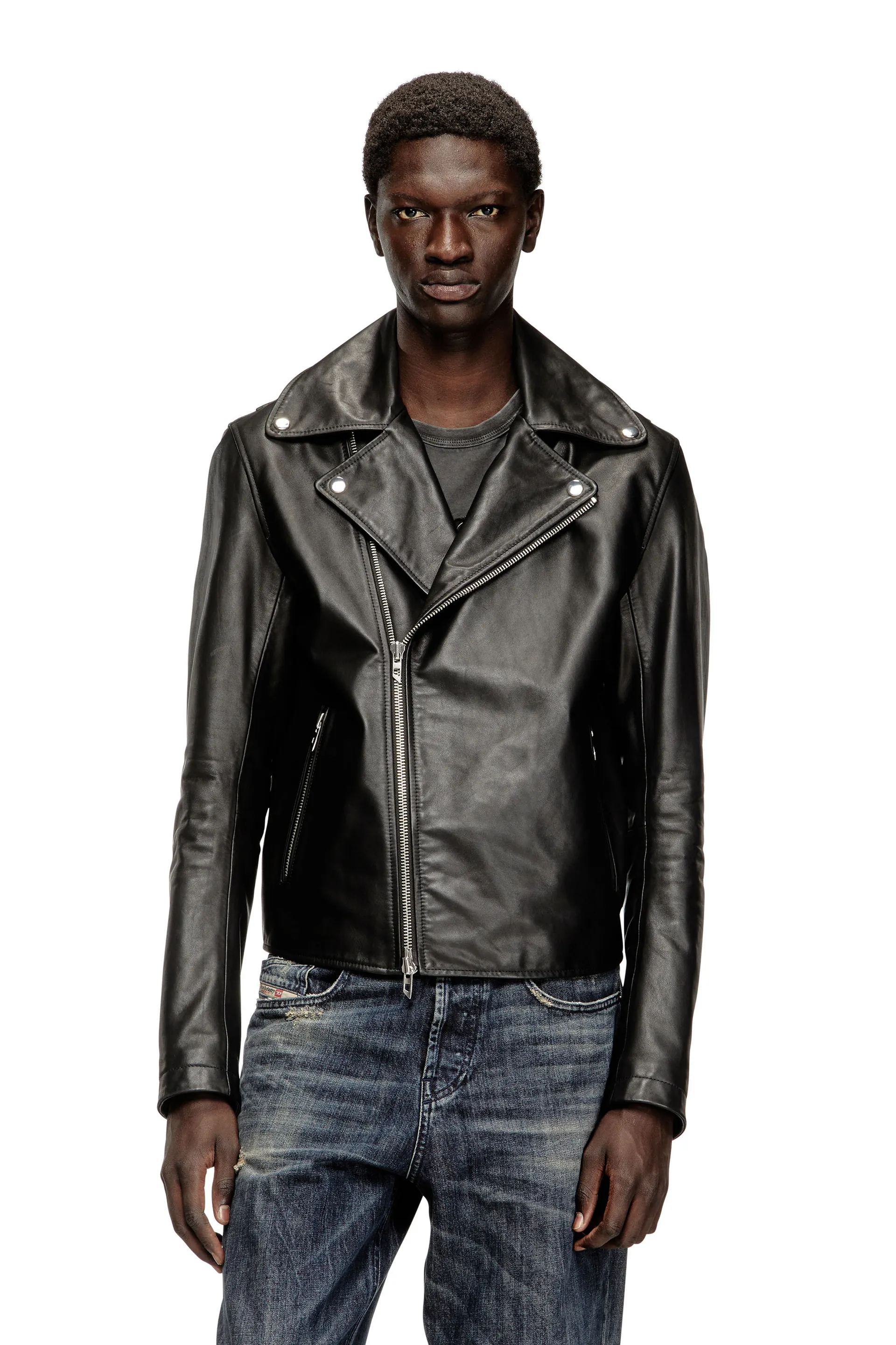 Biker jacket in waxed leather