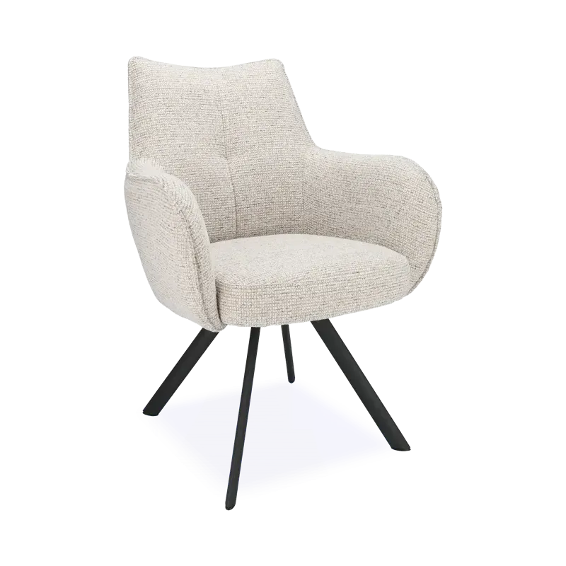 Armstoel Florian – draaibaar – stof Taurus Naturel – poot zwart