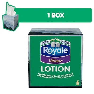 Velour Lotion Facial Tissue, 1 Cube Box, 54 Tissues per box