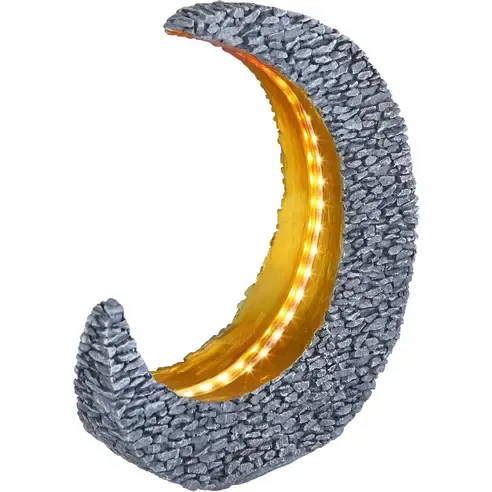 Solarleuchte - steingrau-goldfarben - Kunststoff