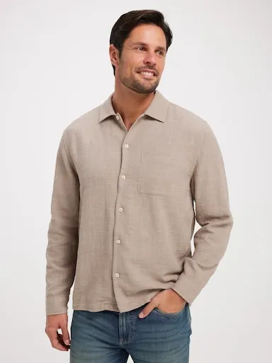 Just Jeans Long Sleeve Grid Texture Shirt