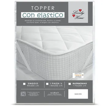 Topper trapuntato con elastici per letto singolo 90x200 cm