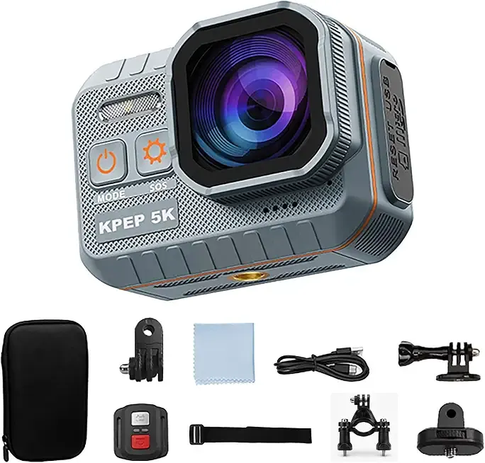KPEP 5K Action Camera, 50MP 5K30FPS, IP68 Waterproof to 30M No Case Needed