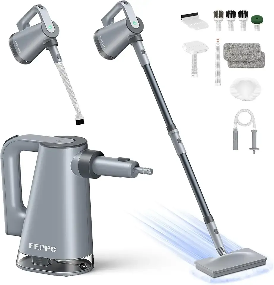 FEPPO Steam Mop & Detachable Handheld Steam Cleaner for Home and Floor Cleaning, 15s Heat-Up, 230°F Floor Steamer for Deep Cleaning with Multi-purpose Attachments Hardwood Floors, Tile,Grout,Furniture