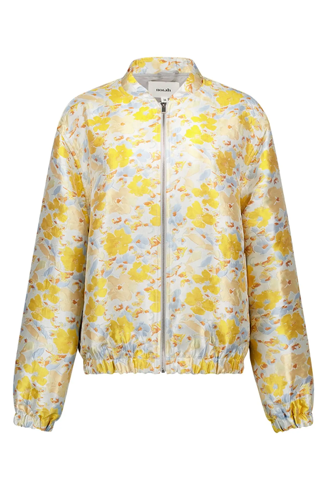 Gele bomberjas met bloemenprint