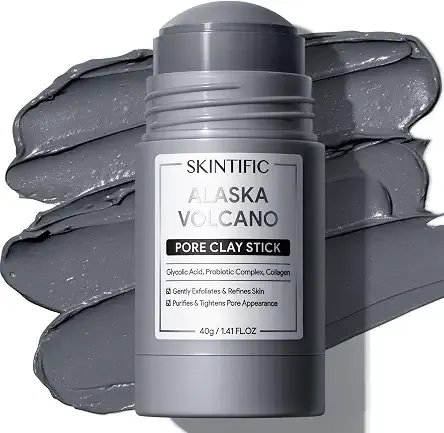 SKINTIFIC Deep Pore Cleansing Blackhead Remover Face Mask Stick, Mud Mask with Natural Alaska Volcano Clay, Gentle Exfoliating, Smoothing Skin, Non-Drying, Skincare Facial Mask