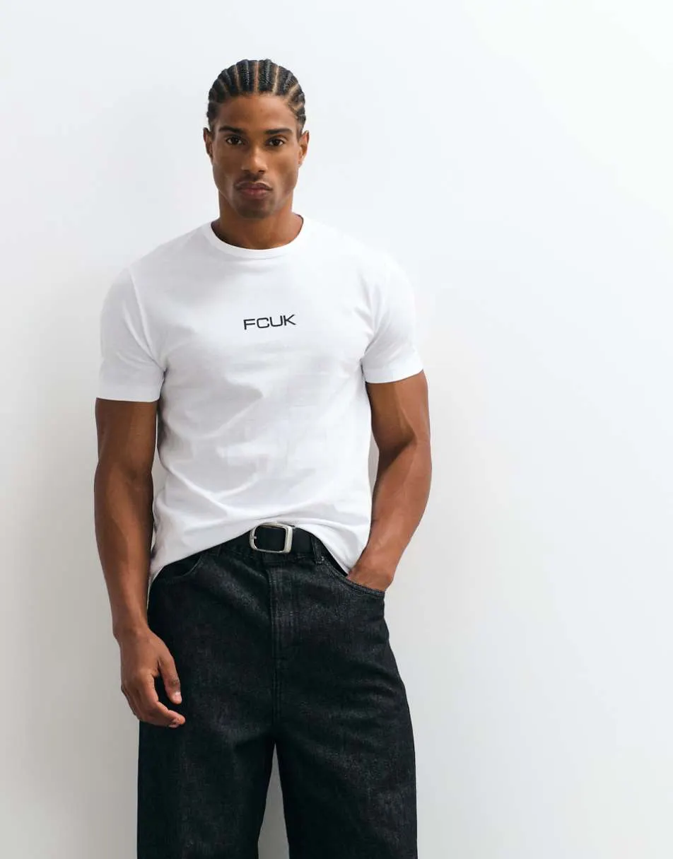 French Connection FCUK logo t-shirt in white