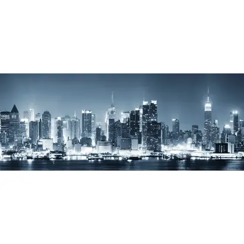 Leinwandbild NEW YORK BEI NACHT - blau-grau - 100x40 cm