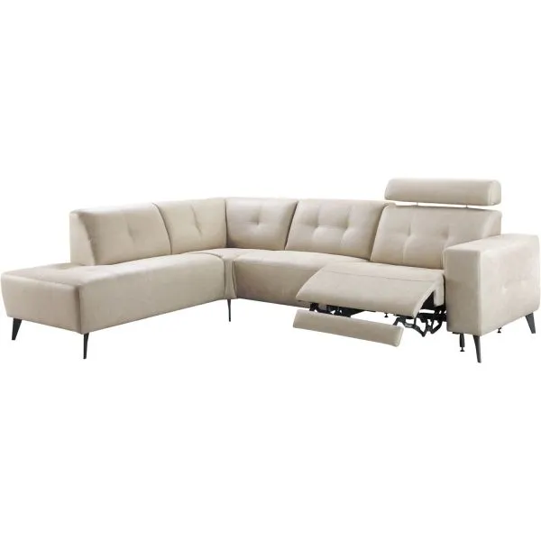 Hoekbank links Piorino pocketvering lichtgrijs relaxfunctie