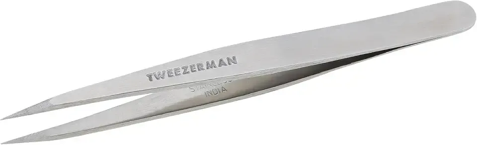 Tweezerman Steel Point Tweezer, Silver, 2 x 6 inches, Modern, Professional Quality for Eyebrow Precision, Facial and Ingrown Hair Removal