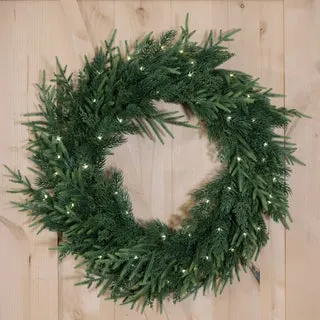 30" Pre-Lit LED with Twinkle Mixed Pine Artificial Wreath