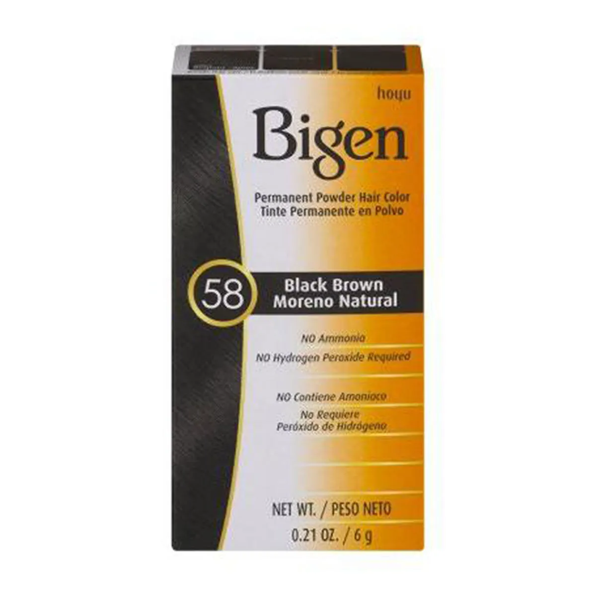 Bigen Permanent Powder Hair Color, 58 Black Brown, 0.21 oz