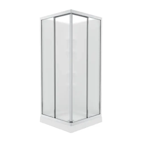 Mediterranean III 32L x 32W x 74H in. 3-in-1 Corner Shower Kit - Shower Stall Enclosure with Centre Drain Base, Wall and Glass Shower Door in Chrome
