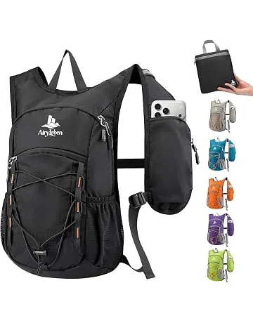 AiryLeben 14L Small Hiking Backpack, Packable Travel Daypack for Men Women | Lightweight, Quick-Access Phone Pocket, Breathable, Water Resistant, Adjustable Straps, Emergency Whistle, Commuting Cycling