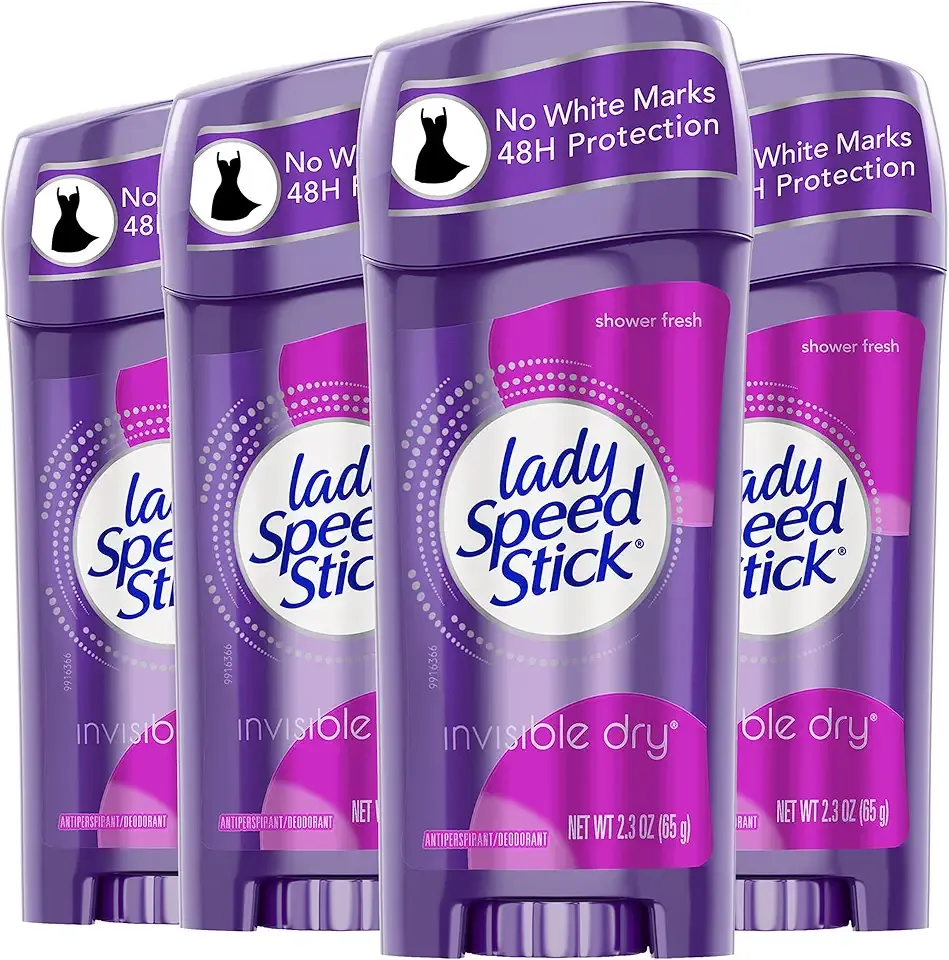 Lady Speed Stick Invisible Dry Antiperspirant Deodorant, Shower Fresh, 2.3oz, 4 Pack