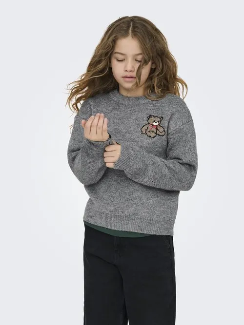 KOGTEDDY L/S PULLOVER KNT NOOS - Strikkegenser - medium grey melange