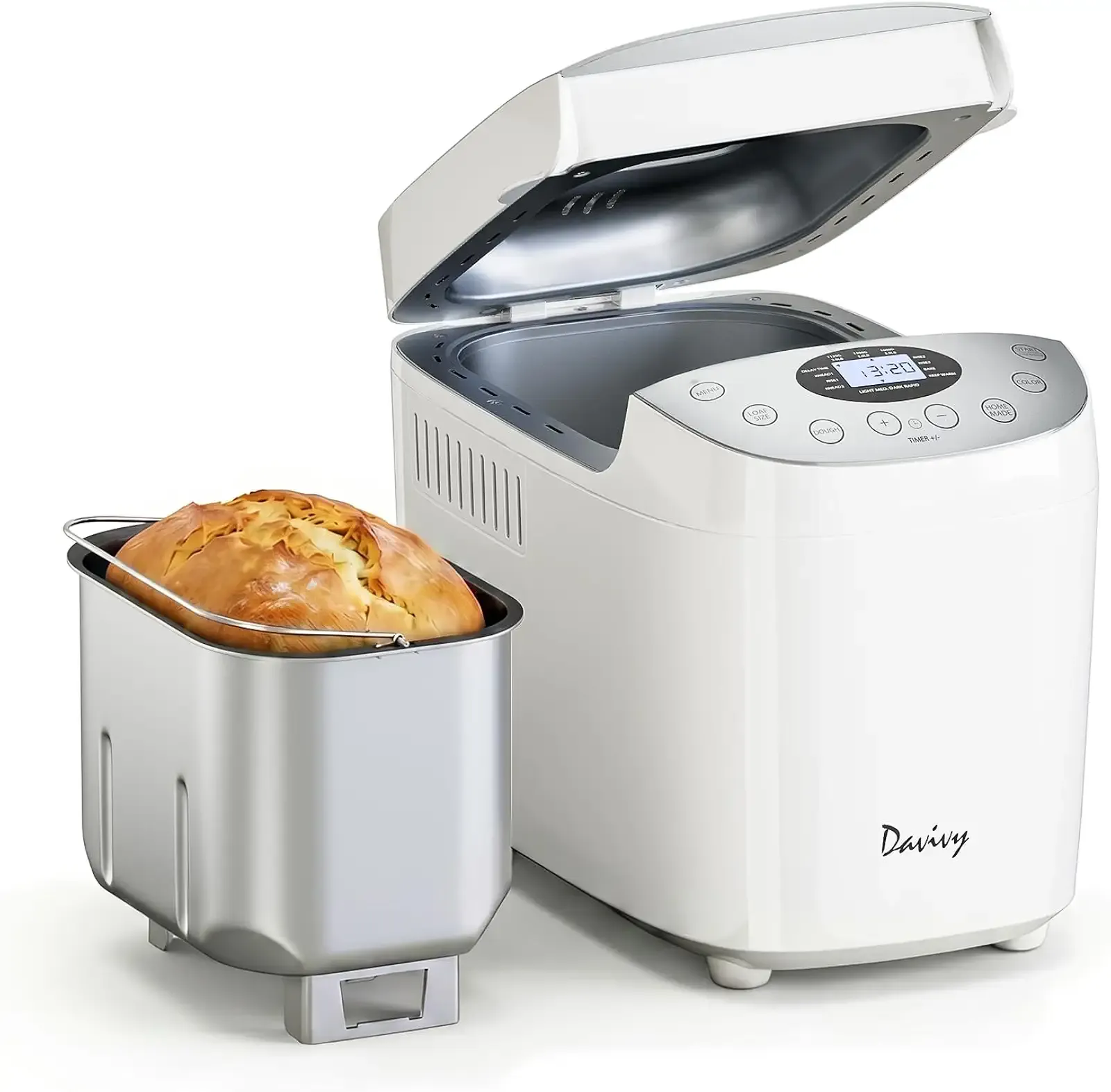 Davivy Bread Maker 3.5 lbs with 2 Dough Kneading Paddles,15-in-1 Automatic Large Capacity Bread Machine Nonstick Bowl For Bread, Jam& Yogurt, 3 Loaf Sizes and 3 Crust Settings