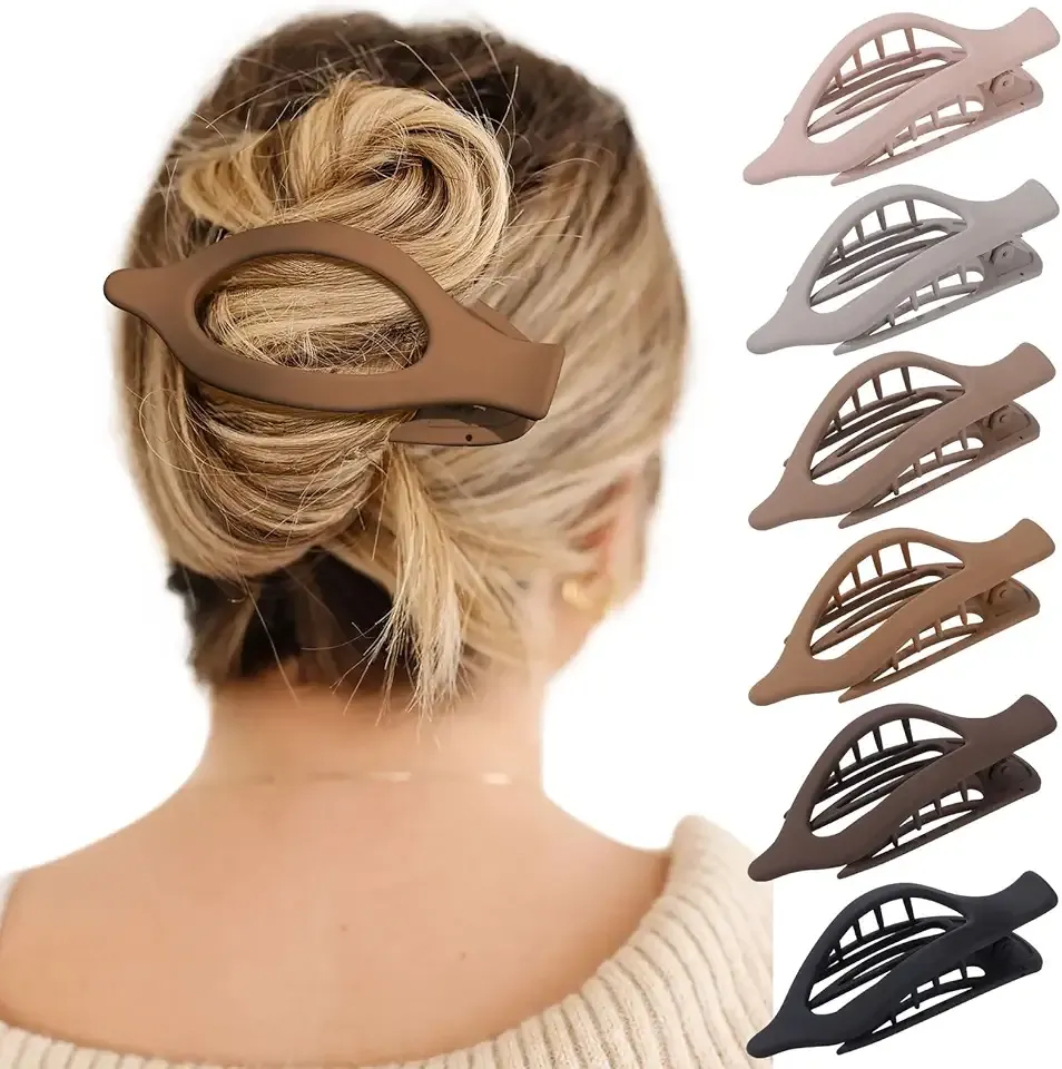 French Concord Hair Clips - 6Pcs Side Slide Volume Clips for Women Girls, Strong Hold No Slip Grip, Thick or Thin Hair (Matte Finish, L:4.6 IN, W:1.97IN)