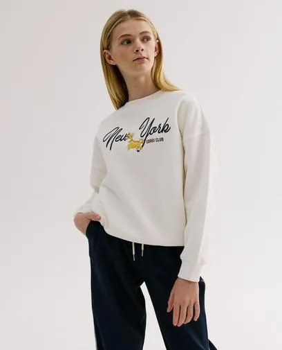 Sweater met geborduurde corgi, loose fit