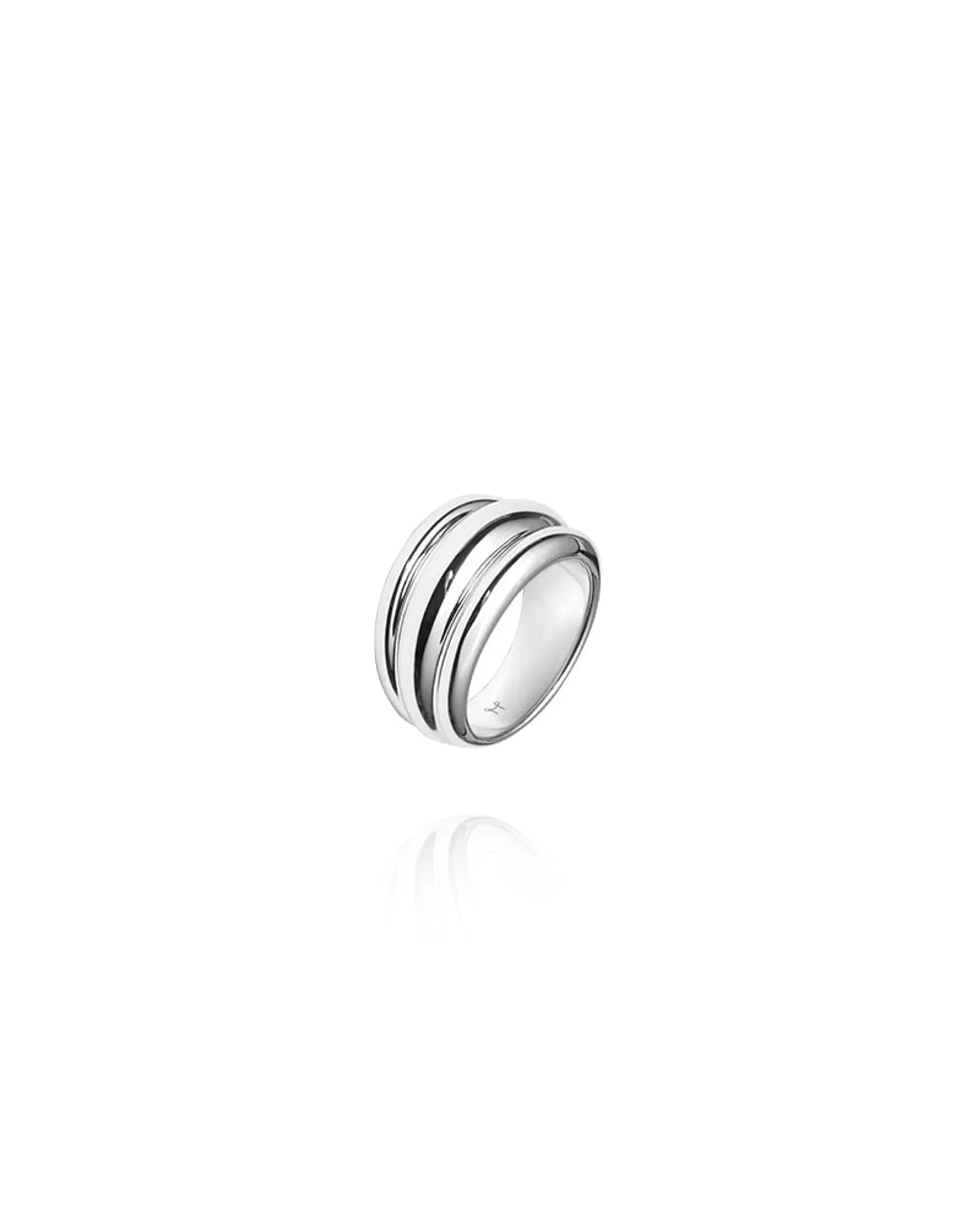 Deco Ribbed Silver ring (str 54)