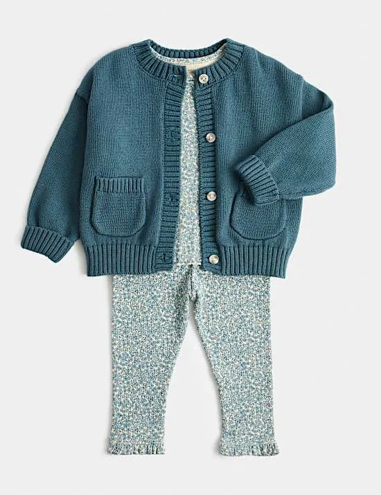3-teiliges Jersey-Outfit mit hohem Baumwollanteil (0–3 Jahre)