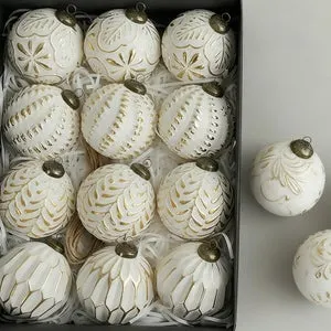 Set de 12 adornos de plástico blanco irrompibles de 8 cm: perfectos para árboles, Navidad y bodas