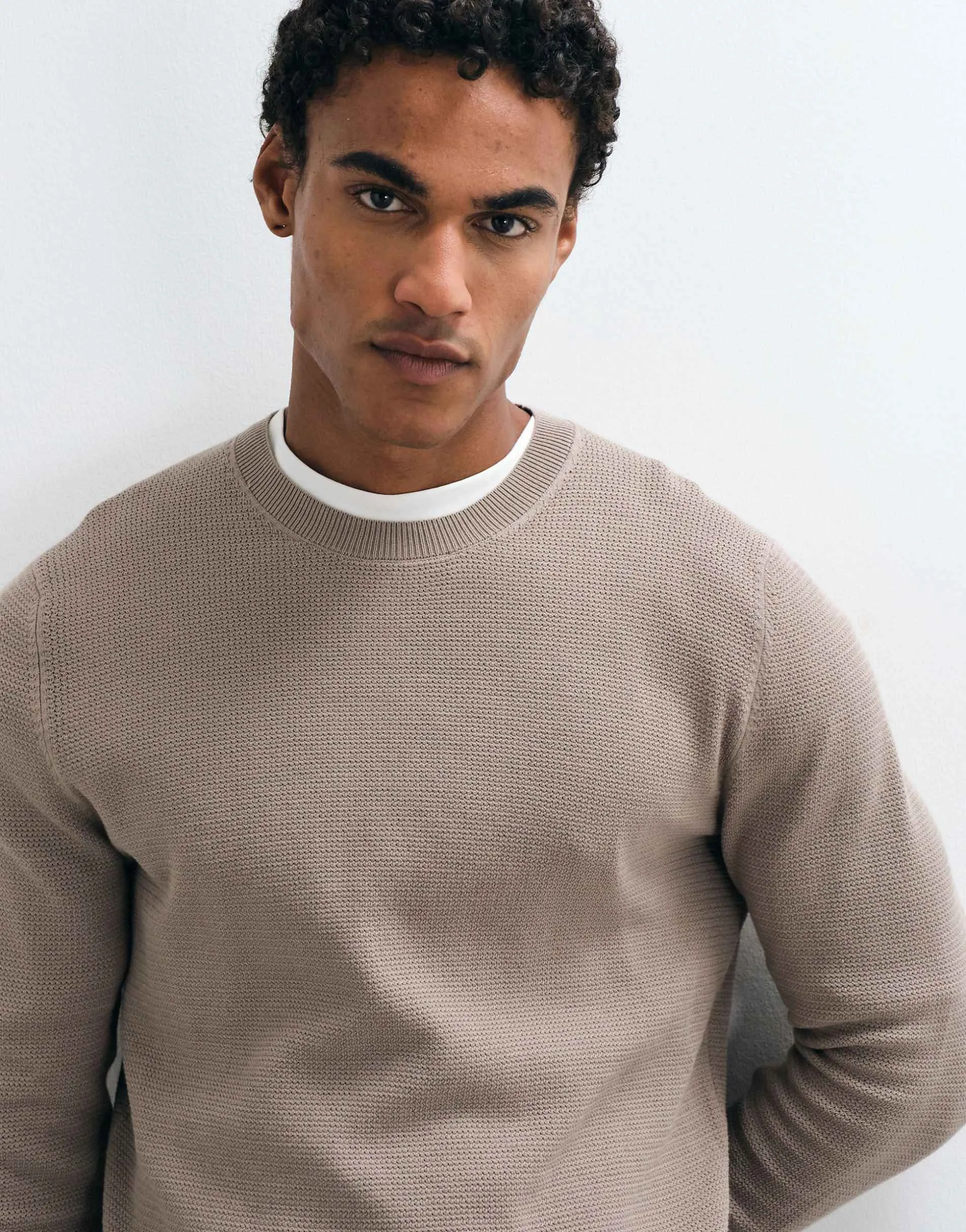 Mango cotton rich knitted jumper in grey