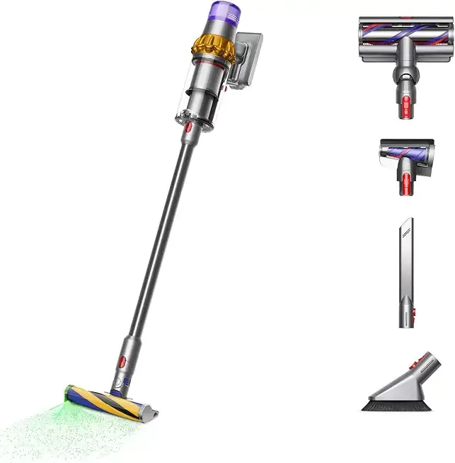 Dyson V15 Detect Plus Cordless Vacuum, Illumination Reveals dust, 240AW, 3 Power Modes, Up to 60 Minutes,² Deep Cleans Hard Floors and Carpets, Detangles pet Hair, Converts to Handheld