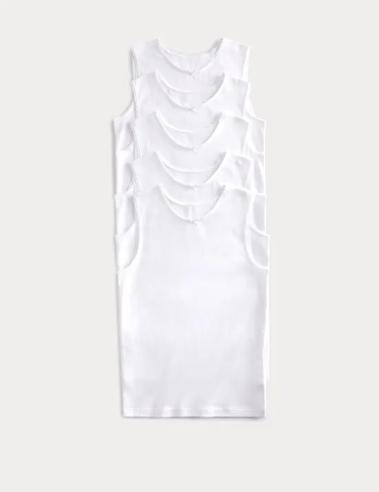 5 Pack Pure Cotton Bow Vests (2-14 Yrs)