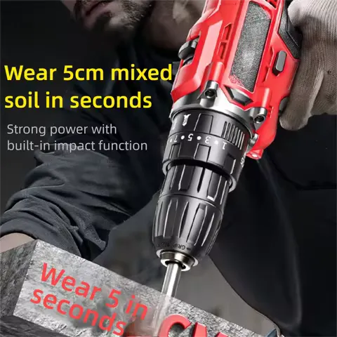 Multifunctional Powerful Electric Drill Rechargeable Cordless Electric Screwdriver Dual Speed Impact Drill Power Tool Set