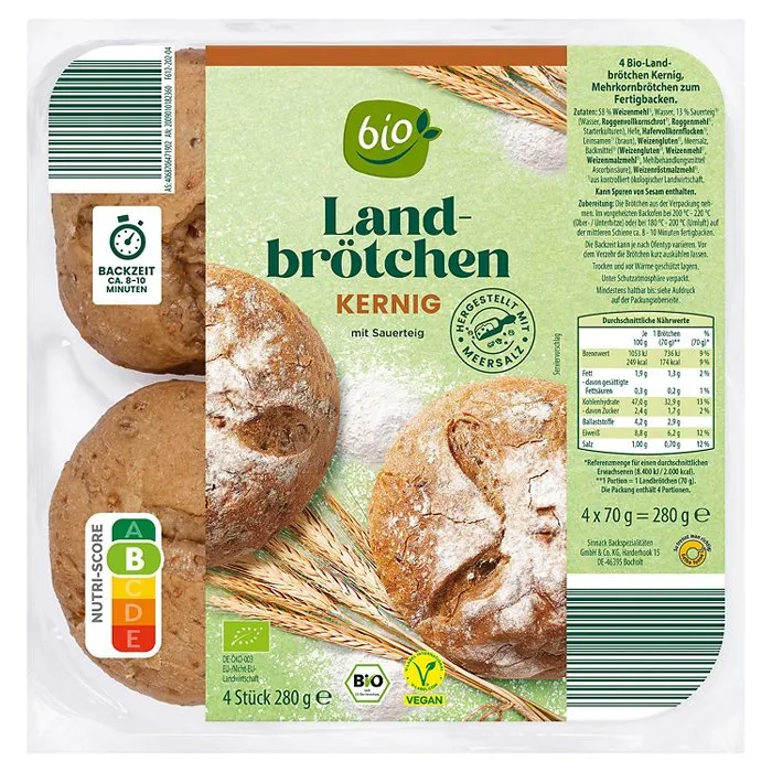 BIO Bio-Landbrötchen 280 g, Kernig