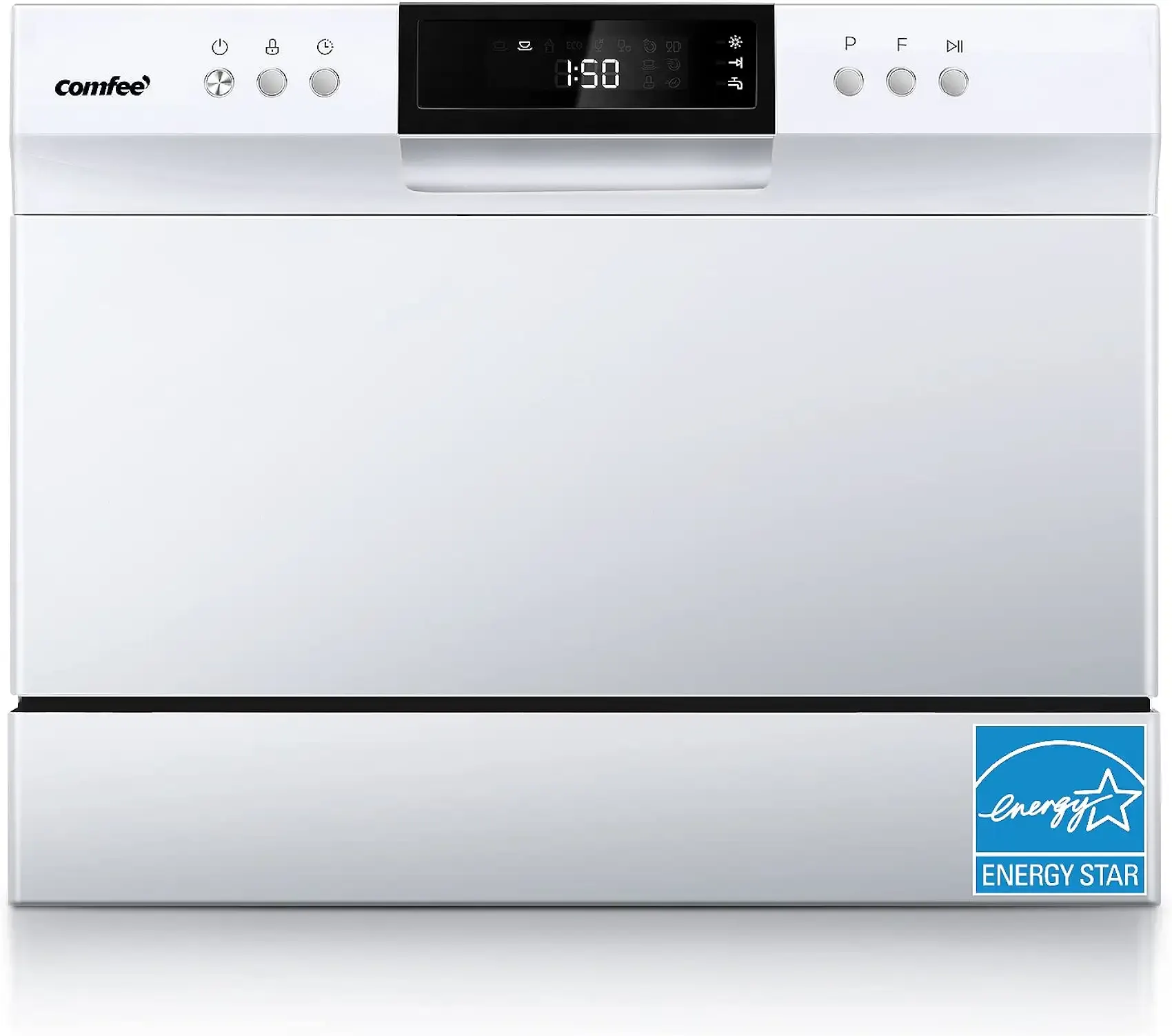 COMFEE' Countertop Dishwasher Portable, 6 Place Settings, Energy Star | 8 Washing Programs for RVs, Dorm& Apartment, Speed, Baby-Care, ECO & Glass, Quiet, White, Space-saving Design