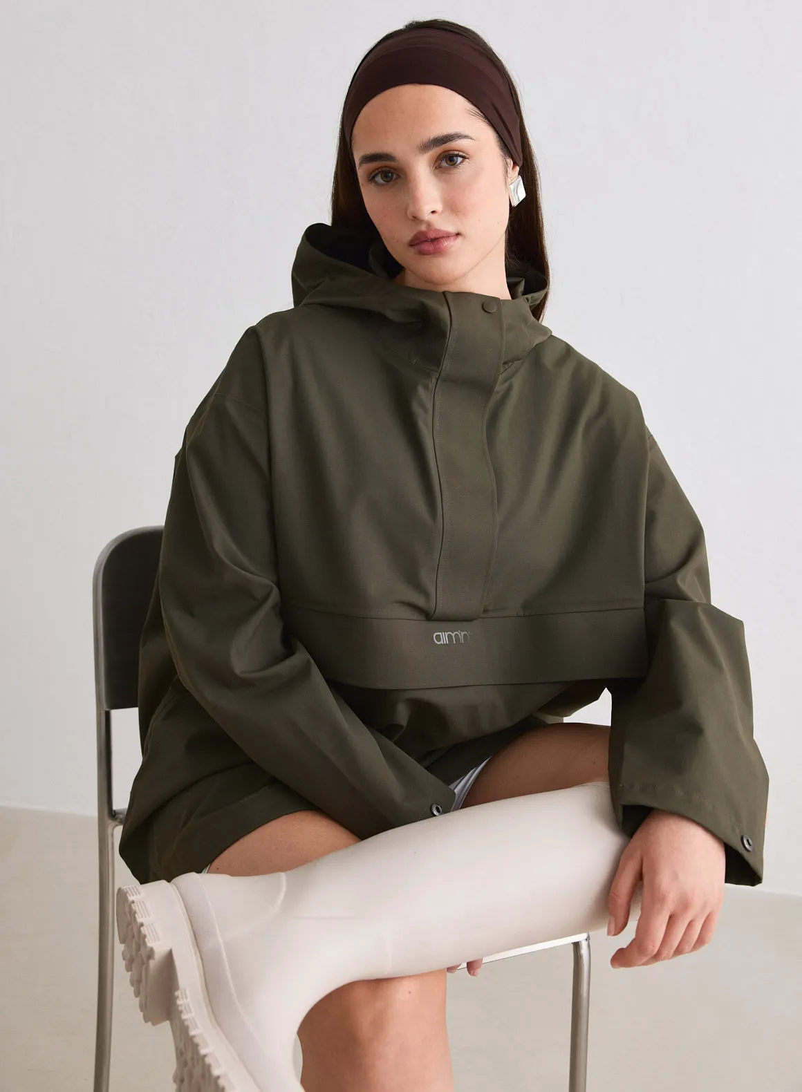 Khaki Waterproof Oversized Anorak