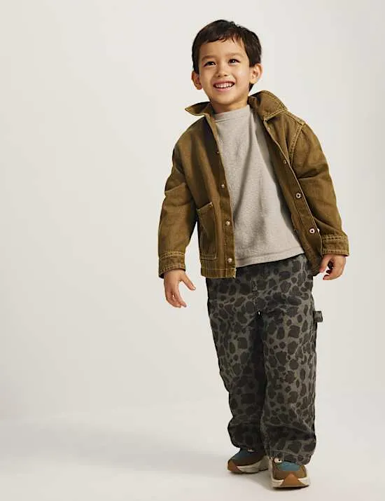 Carpenter-Jeans mit hohem Baumwollanteil und Leopardenmuster (2–8 Jahre)