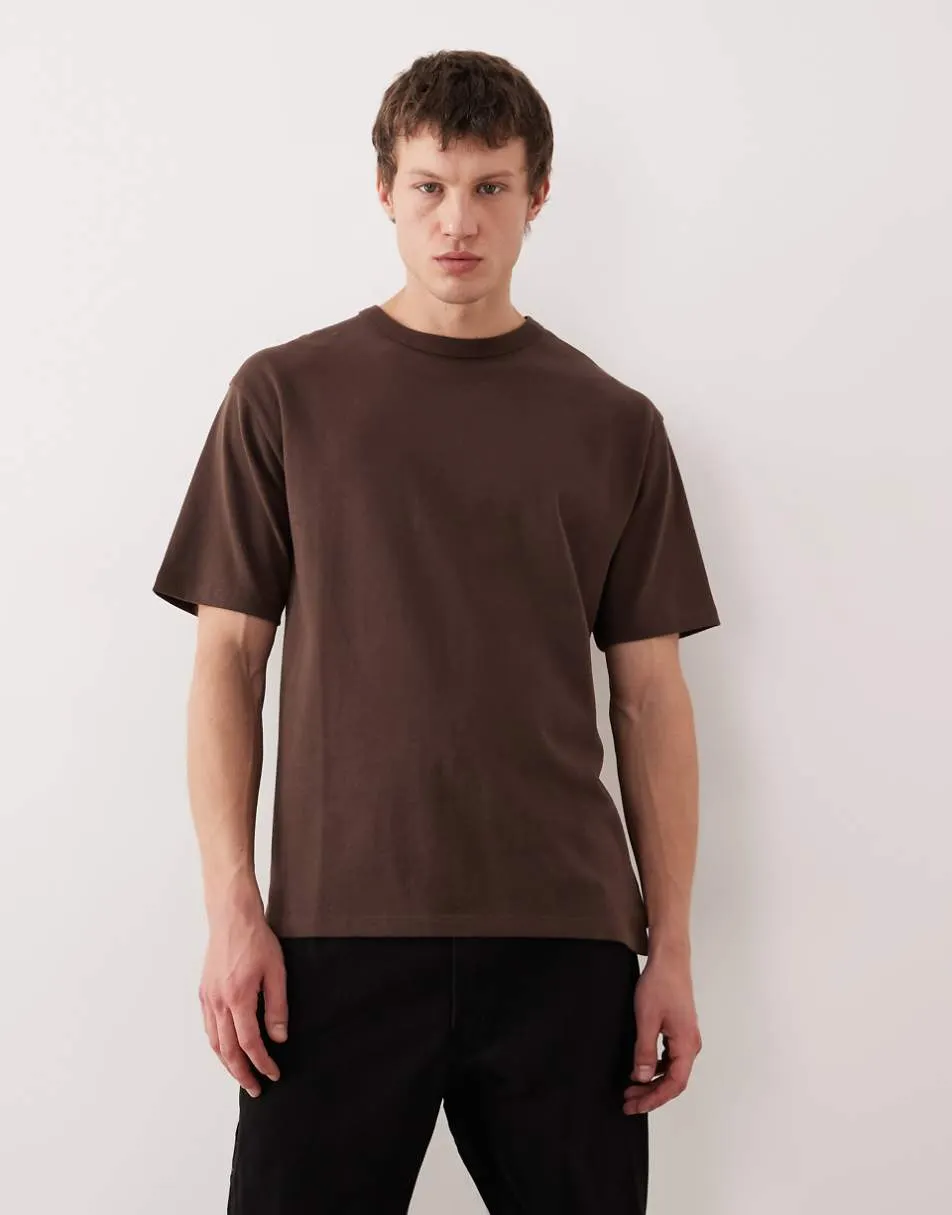 ASOS DESIGN heavyweight relaxed t-shirt in brown brushed cotton