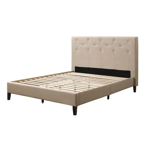 Nova Ridge Cream Button Tufted Upholstered Double/Full Bed