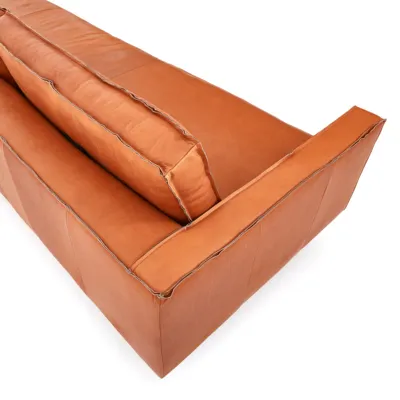 Loods 5 Design 2-zitsbank Slimm Leer Outside 2 Zits - 150 cm | PGC Sauvage Tobacco | Poten: Zwart