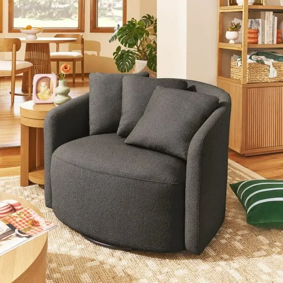 Beautiful by Drew Barrymore Drew Accent Chair, Charcoal Boucle