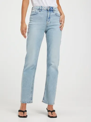 Calvin Klein High Rise Straight In Marbled Beacon