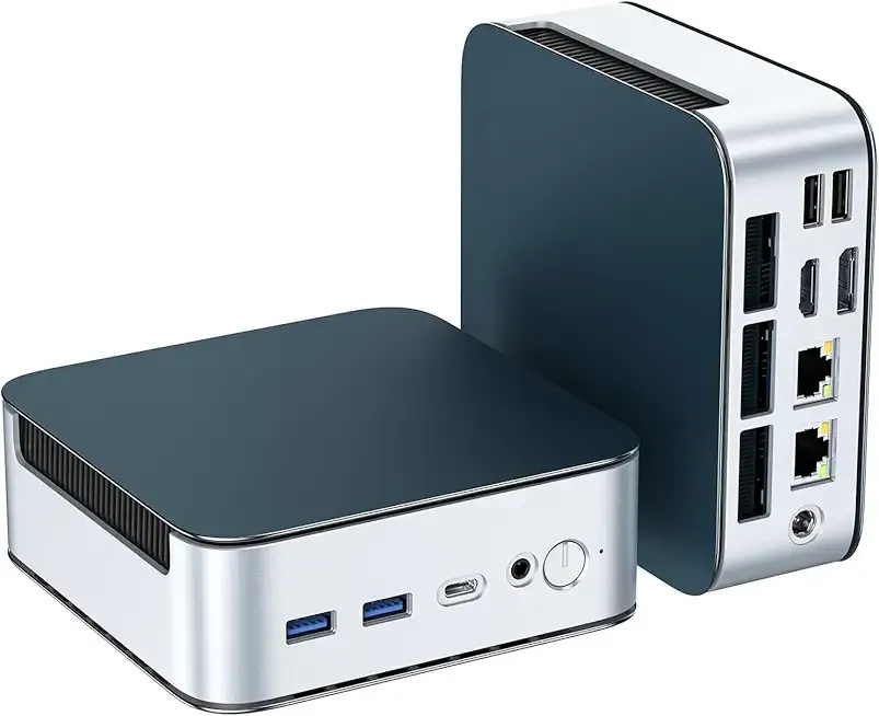 Glorlin Mini PC AMD Ryzen 5300U, 16GB DDR4 512GB NVMe SSD, Triple 4K HDMI/DP/Type-C, WiFi 6 BT5.3, Dual 2.5G LAN, Expandable to 64GB/4TB, Small Desktop Computer Micro PC for Office, Home, Media
