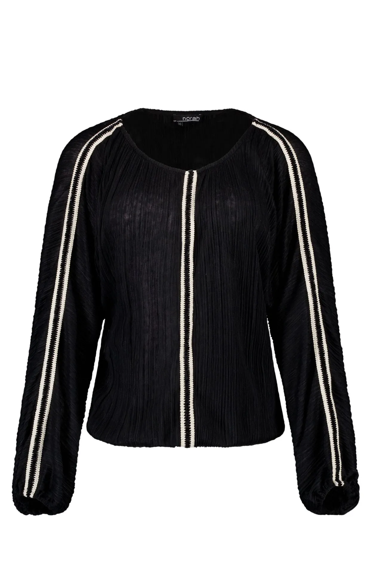 Zwart/ecru shirt met bies