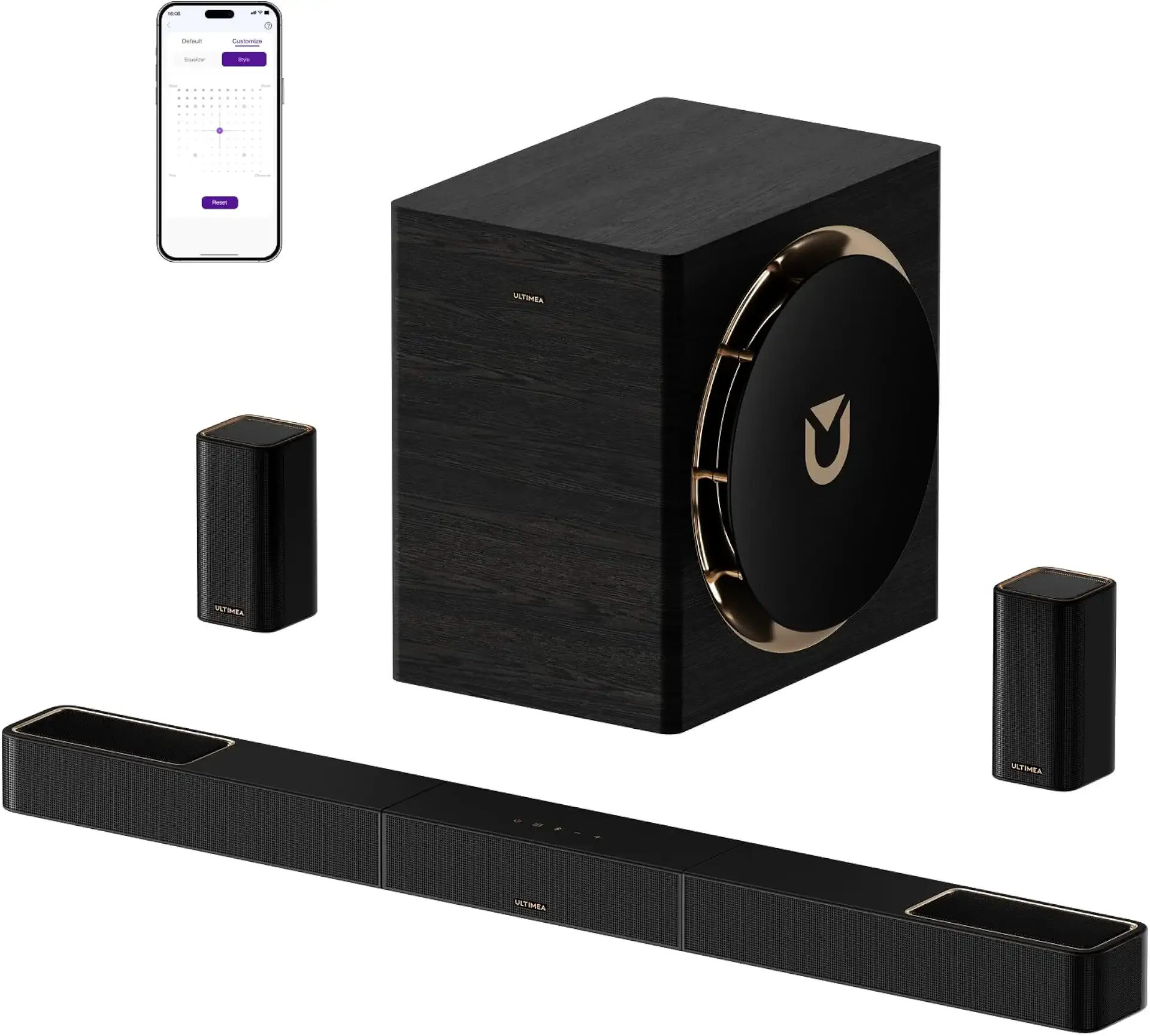 ULTIMEA Skywave X70 7.1.4ch Professional Wireless Surround Sound System | Dolby Atmos, 980W Sound Bar with 10" Wireless Subwoofer for Smart TV, 20Hz Low Frequency, GaN Amplifier, 4K HDR Pass-Through