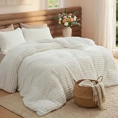 Bedsure Queen Fluffy Comforter Set - GentleSoft 3…