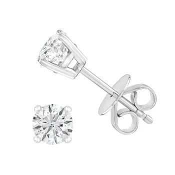 Round Brilliant 0.80 ctw VS2 Clarity, I Color Solitaire Diamond 14kt White Gold Stud Earrings