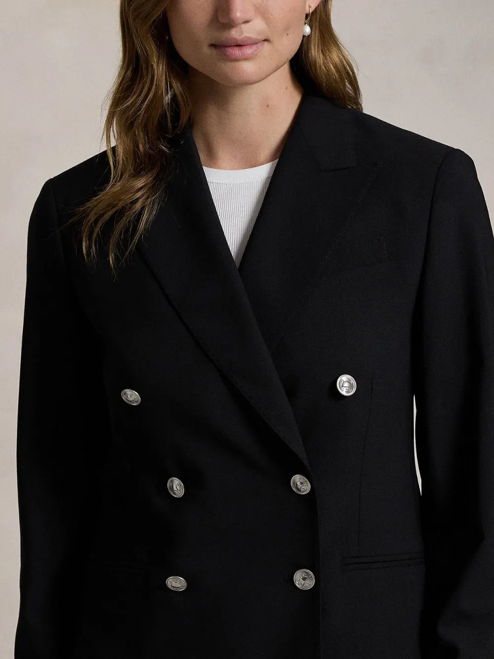 DOUBLE-BREASTED STRECH-WOOL BLAZER