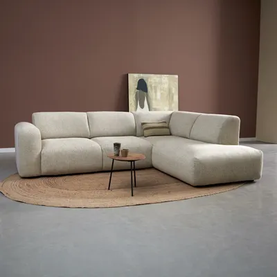 Hoekbank Riva Beige Ottoman Rechts